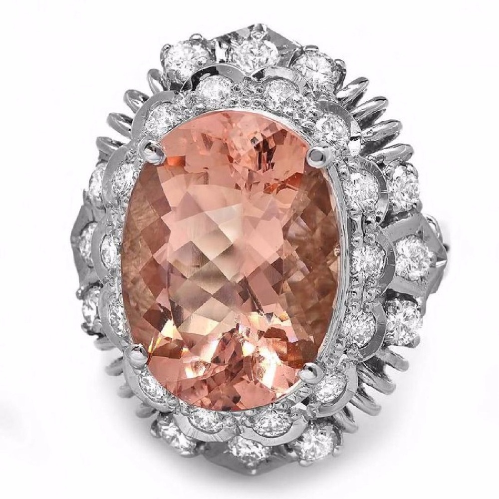 STUNNING HONKER! 8.5 ct Morganite and Diamond Ring